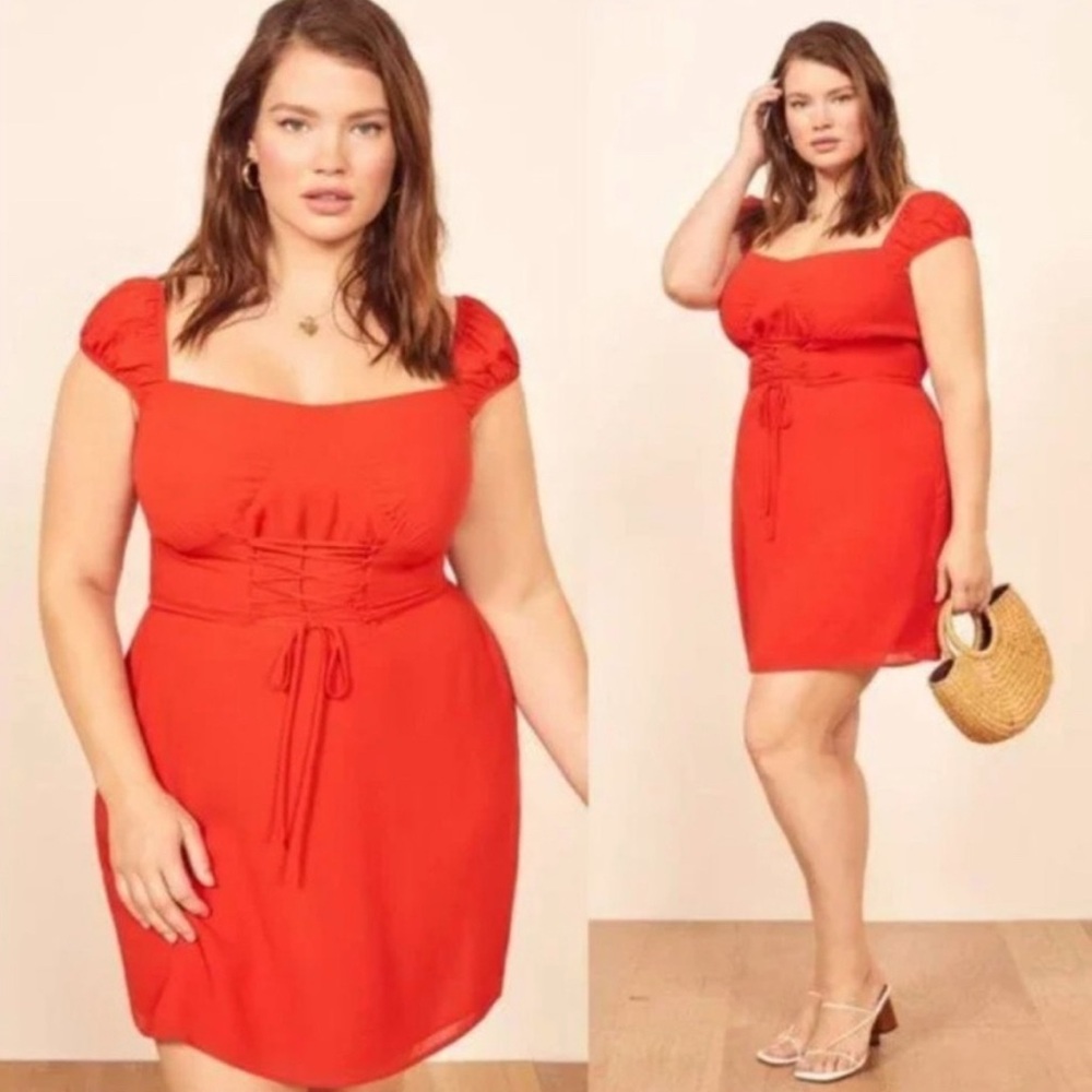 Reformation Jess Red Mini Plus Size